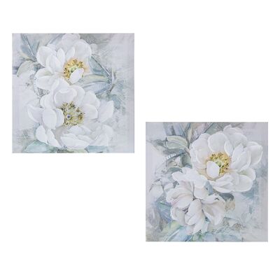 CUADRO LIENZO 40X40CM 40% PINTADO MANO FLORES SURTIDO _40X40X3CM ST69232