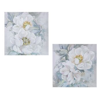 TABLEAU SUR TOILE 40X40CM 40% ASSORTIMENT DE FLEURS PEINTES À LA MAIN _40X40X3CM ST69232 1