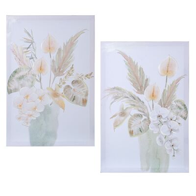 TABLEAU SUR TOILE 40X60CM 40% ASSORTIMENT DE FLEURS PEINTES À LA MAIN _40X60X3CM ST69218