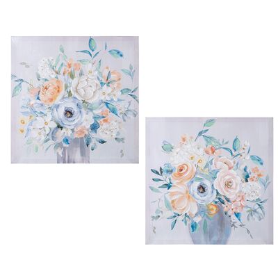 QUADRO SU TELA 60X60CM 40% FIORI DIPINTI A MANO ASSORTITI _60X60X3CM ST69226