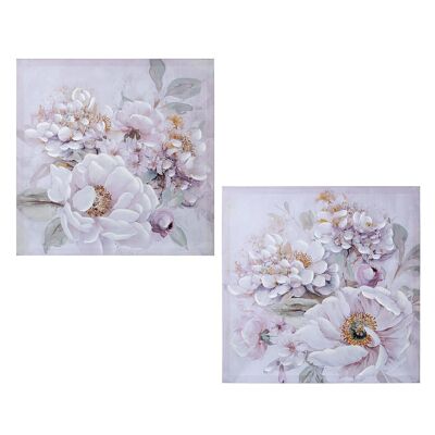 CANVAS PICTURE 60X60CM 40% HAND PAINTED FLOWERS ASSORTED _60X60X3CM ST69227