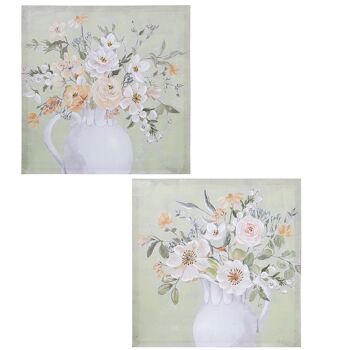 TABLEAU SUR TOILE 60X60CM FLEURS ASSORTIES _60X60X3CM ST69172 1