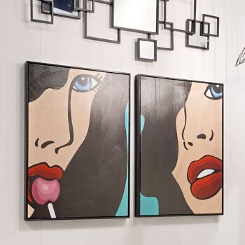 Tableau sur toile 60 x 80 cm femme bande dessinée avec cadre en bois noir _60 x 80 x 3,5 cm ST69175 7