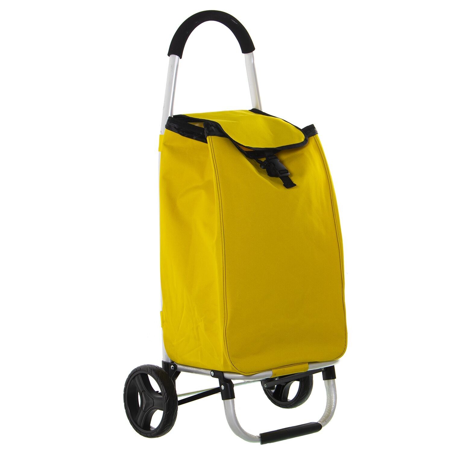 Chariot de courses, aluminium, tissu polyester jaune, chariot : 46 x 36 x 98 cm, sac : 36 x 26 x 57 cm st82668