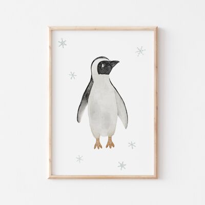 Poster Tiere im Schnee A4 -  Pinguin