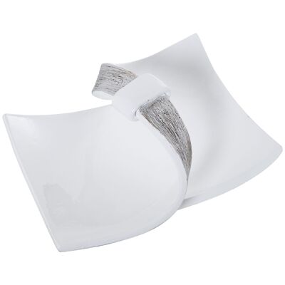 CENTER WITH CERAMIC HANDLE WHITE/SILVER 31X29X15CM ST60292