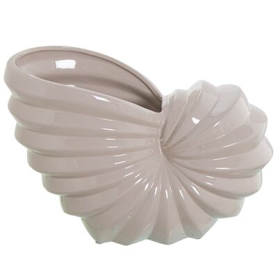 GLOSSY LIGHT GRAY CERAMIC CONCH CENTER 30X15X21CM ST60314