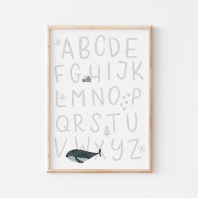 Poster Tiere im Schnee A4 - Alphabet