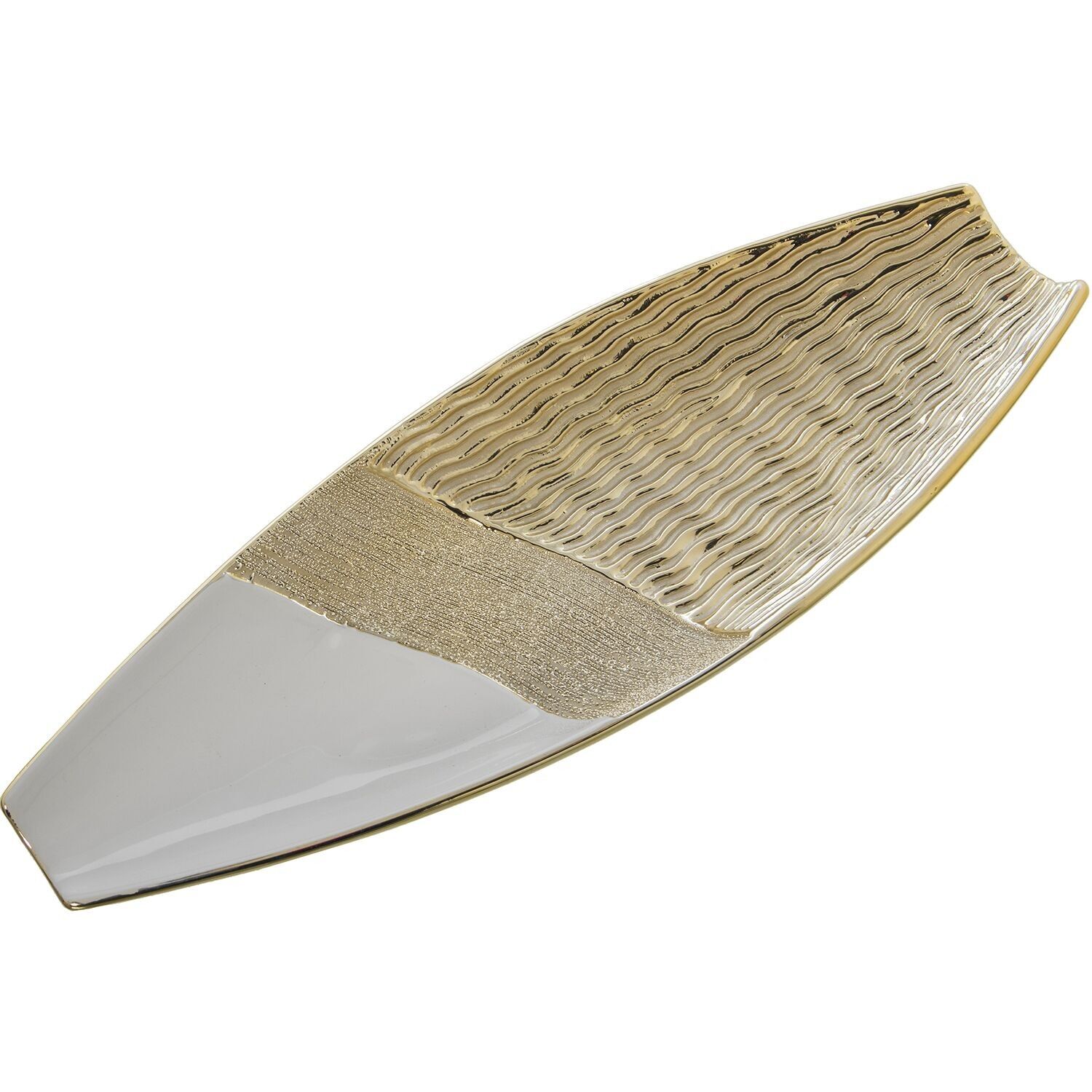 Keramik-Mittelstück, 44,5 cm, weiß und gold, 44,5 x 15,5 x 6 cm st52469