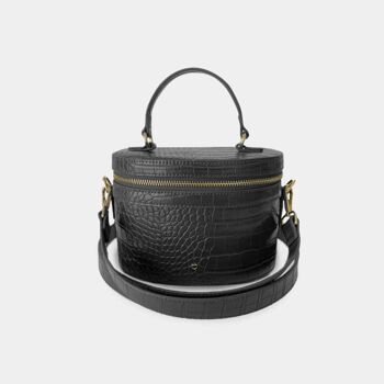 Sac Aspen Circle en cuir noir façon croco 1