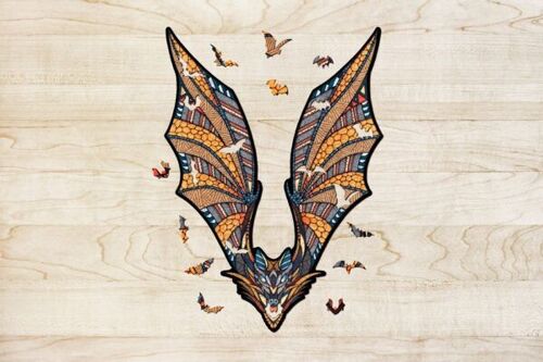 Eco Wood Art Houten Legpuzzel Vleermuis/ Bat, Size M, 2307, 39x28x0,5cm