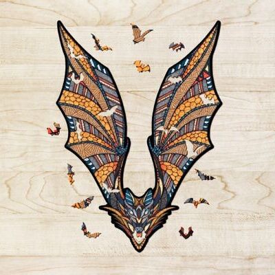 Eco Wood Art Houten Legpuzzel Vleermuis/ Bat, Size M, 2307, 39x28x0,5cm