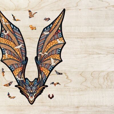Eco Wood Art Houten Legpuzzel Vleermuis/ Bat, Size M, 2307, 39x28x0,5cm