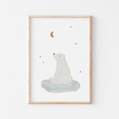 Poster Tiere im Schnee A4 - Eisbär