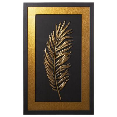 BLACK/GOLD WOODEN PICTURE LEAF 50X80X4.2CM, WOOD: FIR ST70054