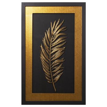 FEUILLE D'IMAGE EN BOIS NOIR/OR 50X80X4.2CM, BOIS: SAPIN ST70054 1