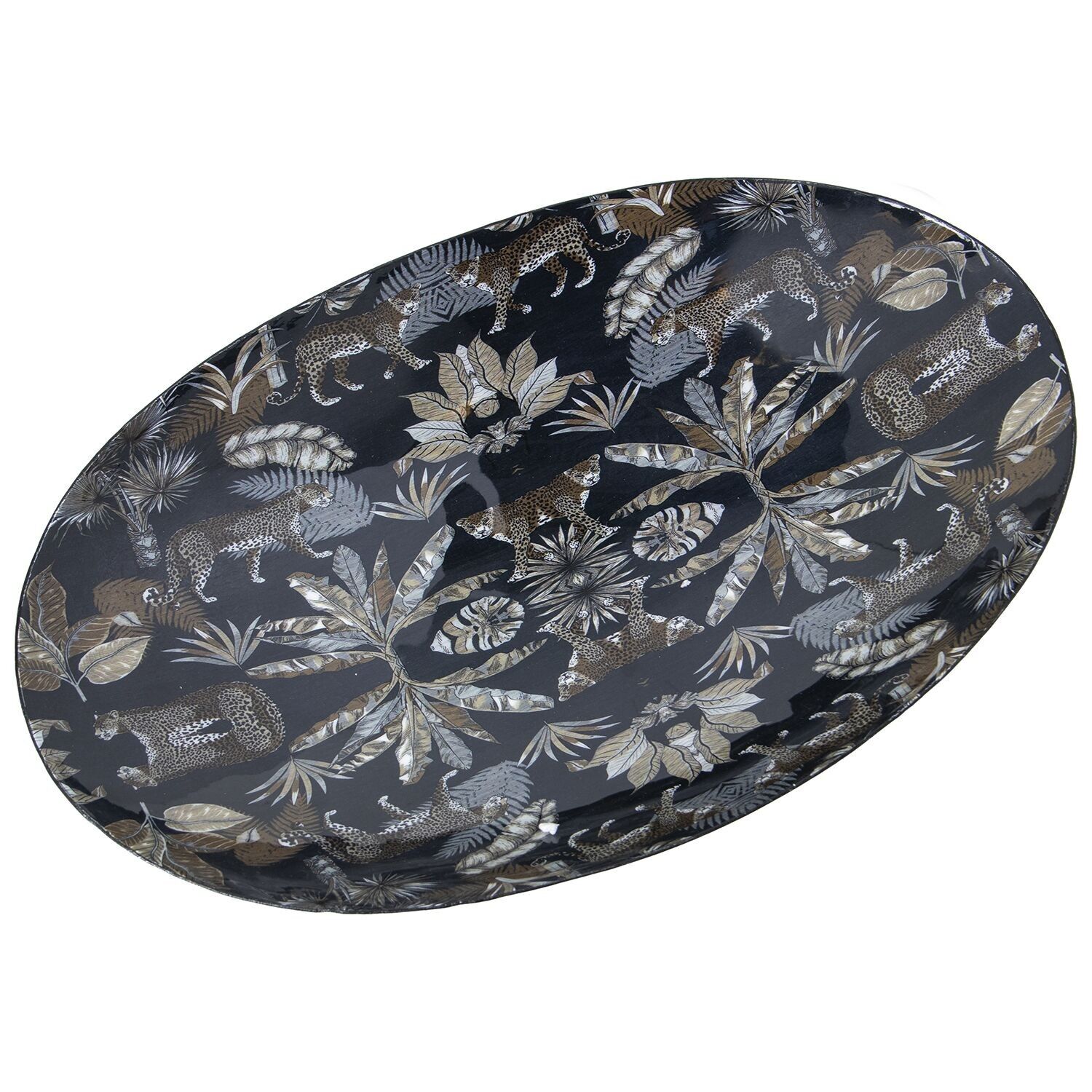 Cuenco metal esmaltado leopardos 36x22x6cm st75845