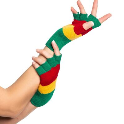 Fingerless Gloves Red/Yellow/Green - One-Size