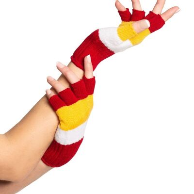 Fingerless Gloves Red/White/Yellow - One-Size