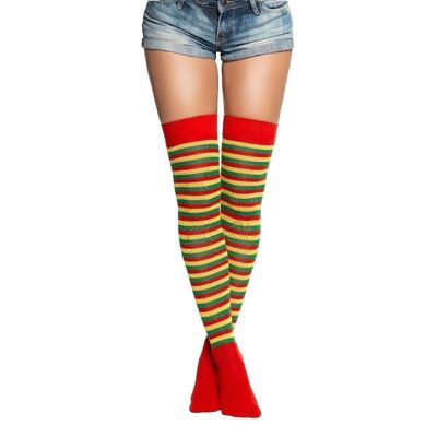 Over-Knee Socks  Red/Yellow/Green - One-Size