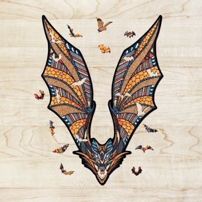 Eco Wood Art Houten Legpuzzel Vleermuis/ Bat, Size S, 2246, 27,2×19,5×0,5cm