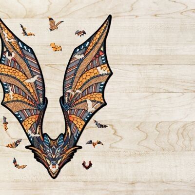 Eco Wood Art Holzpuzzle Fledermaus/Fledermaus, Größe S, 2246, 27,2×19,5×0,5 cm