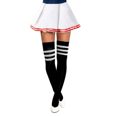Cheerleader Knee Socks Black/White - One-Size
