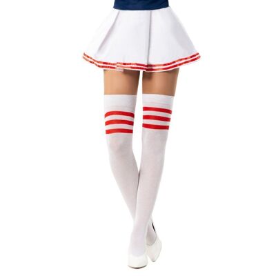 Cheerleader Knee Socks White/Red - One-Size