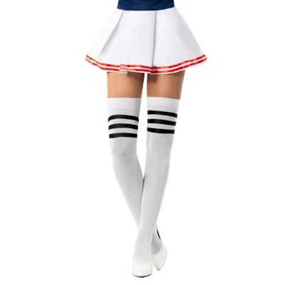 Cheerleader Knee Socks White/Black - One-Size