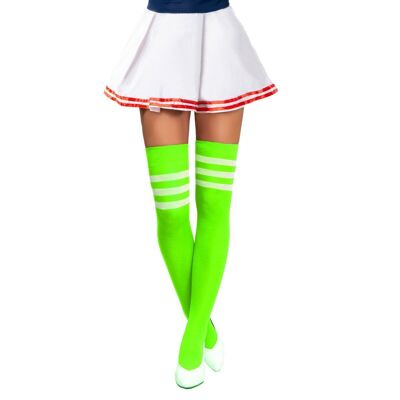 Cheerleader Knee Socks Neon Green/White - One-Size