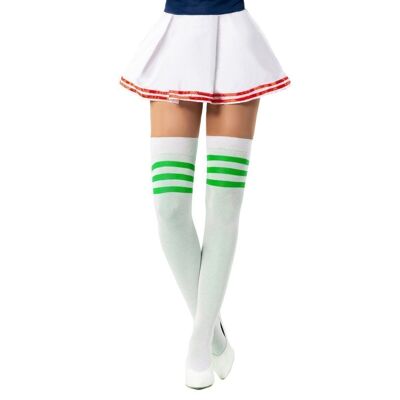 Cheerleader Knee Socks White/Green - One-Size