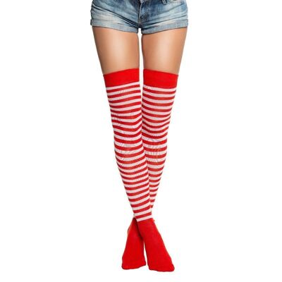 Over-Knee Socks Red/White - One-Size