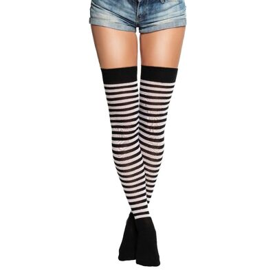 Over-Knee Socks  Black/White - One-Size