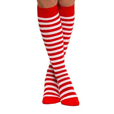 Knee Socks Red/White - One-Size