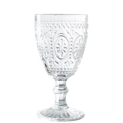 TRANSPARENT CRYSTAL CUP 300ML DECO. FLOWER °9X16.5CM, DISHWASHER SUITABLE ST14984