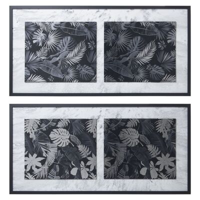 SILVER WOOD LEAF PICTURE WITH ASSORTED BLACK FRAME 120X60CM ST35816