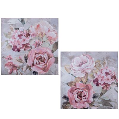 CANVAS PICTURE 100X100CM 40% HAND PAINTED FLOWERS ASSORTED _100X100X3CM ST69221