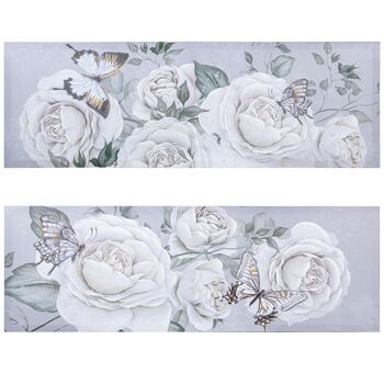 TABLEAU SUR TOILE 120X40CM 40% ASSORTIMENT DE FLEURS PEINTES À LA MAIN _120X40X3CM ST69237 1