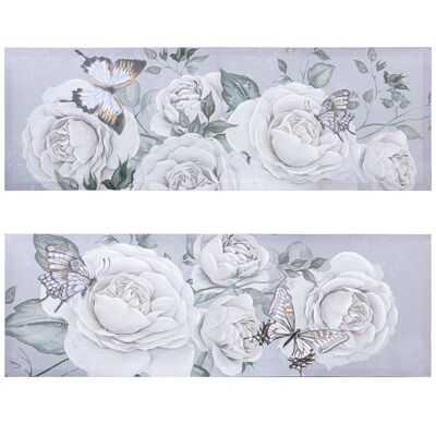 CUADRO LIENZO 120X40CM 40% PINTADO MANO FLORES SURTIDO _120X40X3CM ST69237