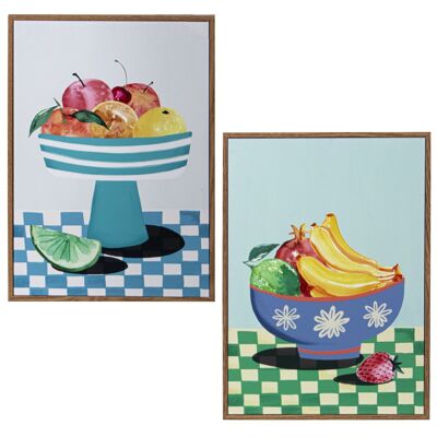 CANVAS PAINTING 24X34CM STILL LIFE FRUITS W/NATURAL WOOD FRAME _24X34X2CM ST69196