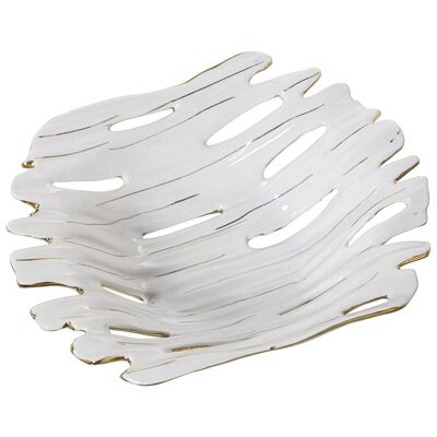 CENTRO CERAMICA BIANCO/ORO 30X25X8CM ST51021