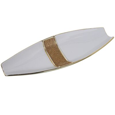 CENTRO CERAMICA BIANCO/ORO CON BRILLANTINI ORO 45X16X6CM ST52835