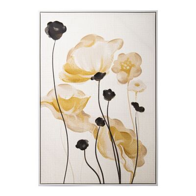FLOWER PRINTED CANVAS PICTURE WITH WHITE WOODEN FRAME 80X4X120CM ST36242