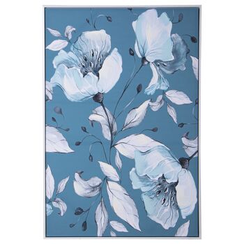 TOILE IMPRIMÉE FLEURS FOND BLEU / CADRE BLANC 80X4X120CM ST36208 1