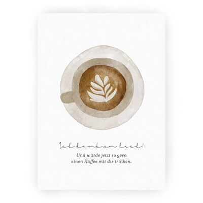 Postkarte Kaffee - Ich denk an dich