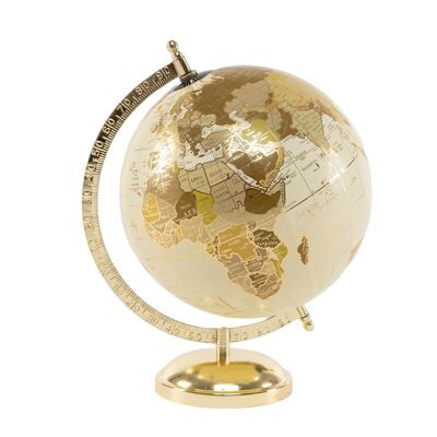 BOLA DEL MUNDO 20CM PIE METAL DORADO HH255015