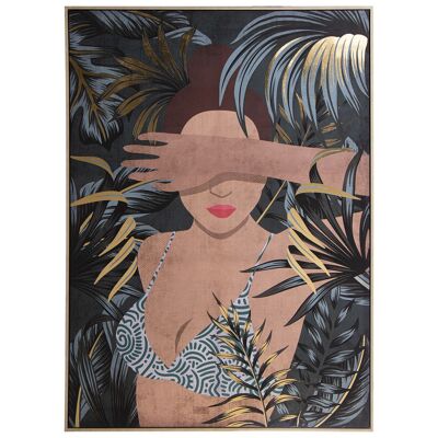 JUNGLE PRINTED CANVAS PICTURE/NATURAL WOOD FRAME 100X4,2X140CM ST36049