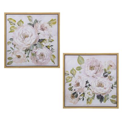 TABLEAU SUR TOILE CADRE EN BOIS 60X60CM FLEURS ASSORTIES _60X3X60CM ST69131