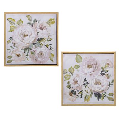 CANVAS PICTURE WOODEN FRAME 60X60CM ASSORTED FLOWERS _60X3X60CM ST69131