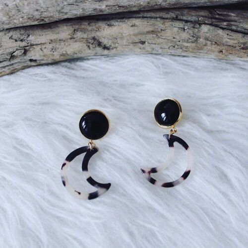 Boucles d'oreilles COMET beige - Noir